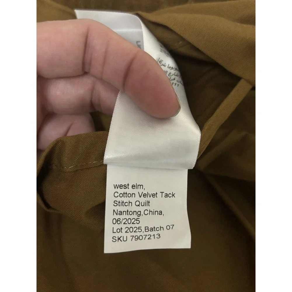 New West Elm Classic Cotton Velvet Tack Stitch Set Of 2 Euro Shams Cumin Gold